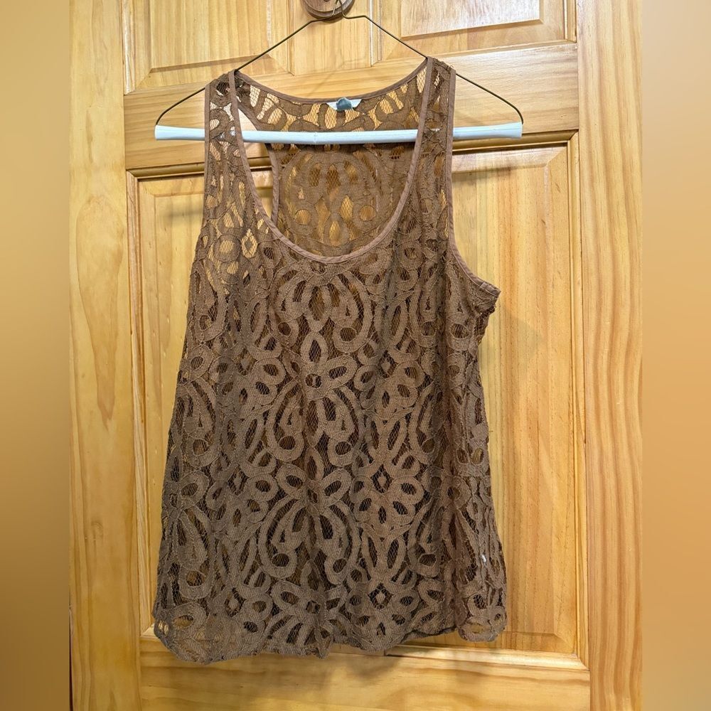 Fossil brand brown lace tank size M